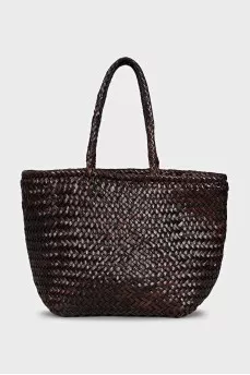 Brown woven leather bag