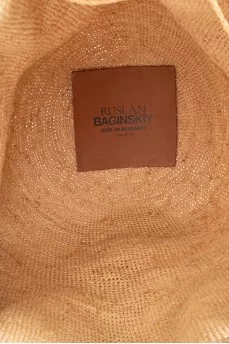 Beige raffia bucket bag