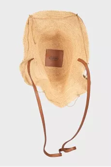 Beige raffia bucket bag
