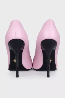 Рожеві шкіряні туфлі-човники з декором