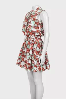 Fitted mini dress with printed pockets