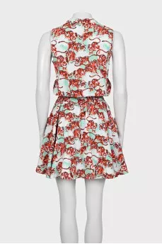 Fitted mini dress with printed pockets