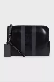 Men's black leather clutch