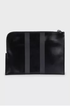 Men's black leather clutch