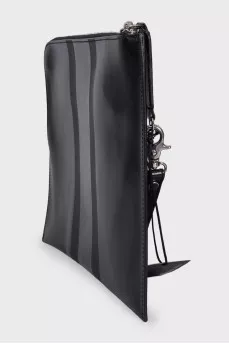 Men's black leather clutch