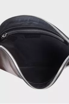 Men's black leather clutch