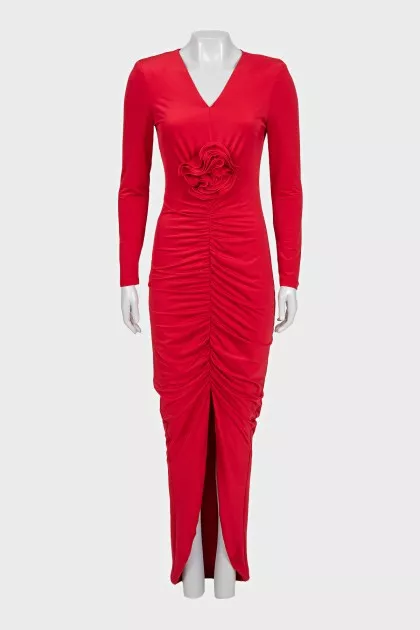 Red dress decorated with drapery