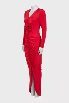 Red dress decorated with drapery
