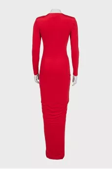 Red dress decorated with drapery