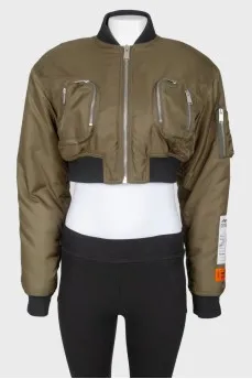 Shortened bomber color khaki