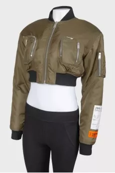 Shortened bomber color khaki