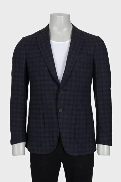 Men's checkered jacket made of wool, cashmere and silk