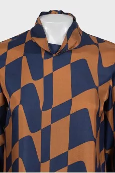 Silk blouse with a high collar