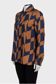 Silk blouse with a high collar