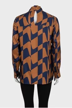Silk blouse with a high collar