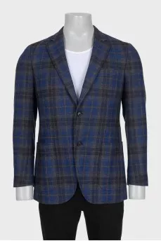 Men's checked wool and cashmere jacket