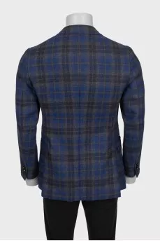 Men's checked wool and cashmere jacket