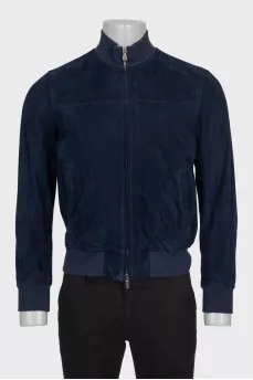 Men's suede jacket with a zipper
