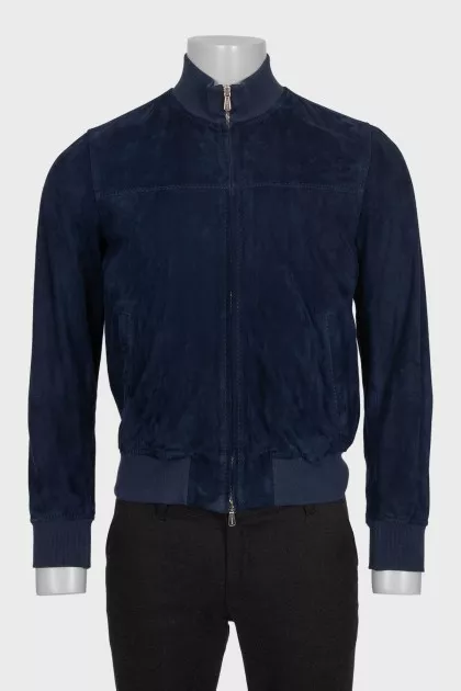 Men's suede jacket with a zipper