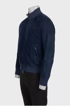 Men's suede jacket with a zipper