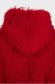 Voluminous red fur coat