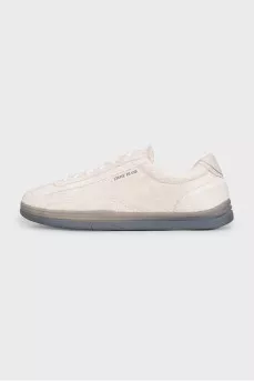 Men's white suede logo sneakers