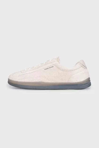 Men's white suede logo sneakers