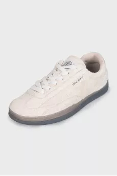 Men's white suede logo sneakers