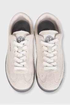 Men's white suede logo sneakers