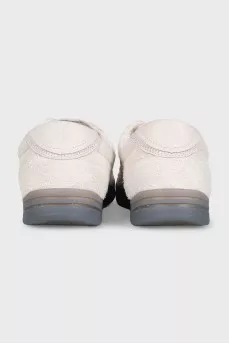 Men's white suede logo sneakers