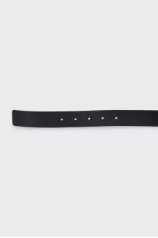 Men's black leather belt with brand logo