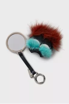 Mirror keychain with fur