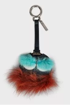 Mirror keychain with fur