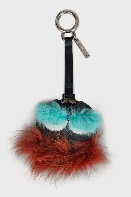 Mirror keychain with fur