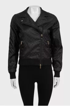 Black nylon jacket with signature print