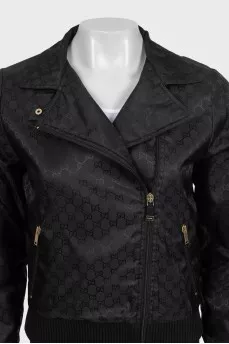 Black nylon jacket with signature print