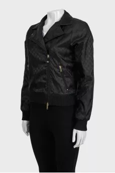 Black nylon jacket with signature print