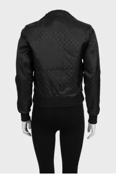 Black nylon jacket with signature print