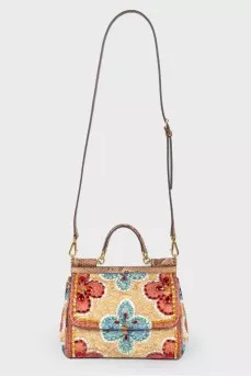 Embroidered bag with stones