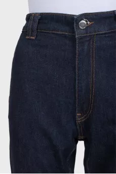 Dark blue high-waist straight leg jeans