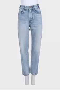 Light blue high-waist straight jeans