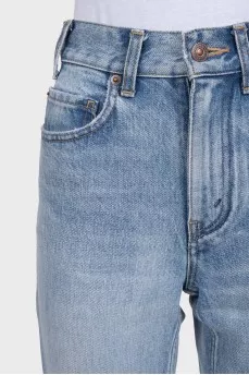 Light blue high-waist straight jeans