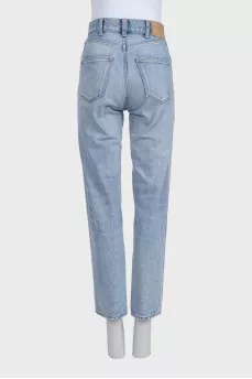 Light blue high-waist straight jeans