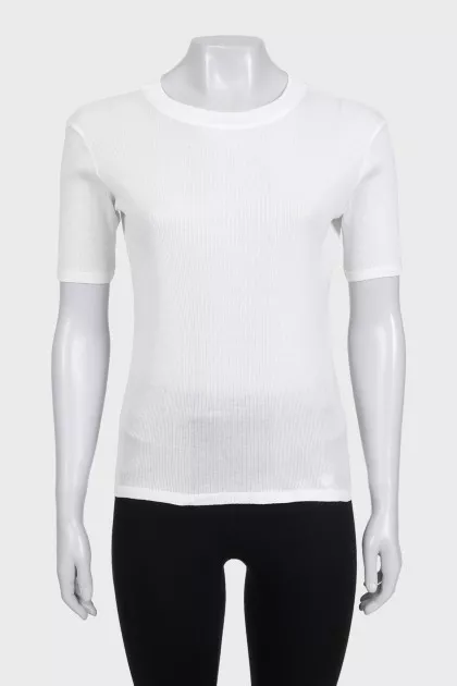 White fitted t-shirt with tag
