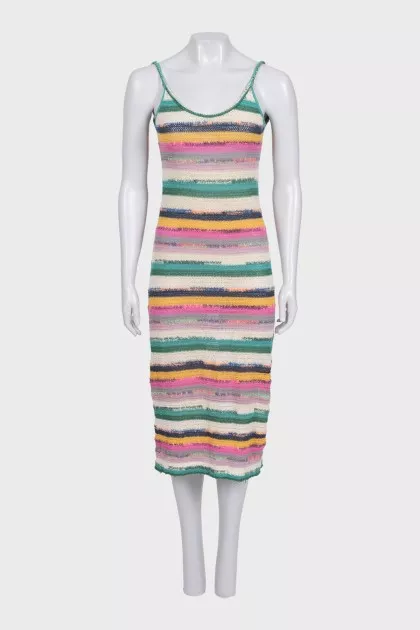 Knitted sundress with striped print
