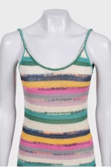 Knitted sundress with striped print