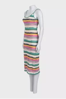 Knitted sundress with striped print
