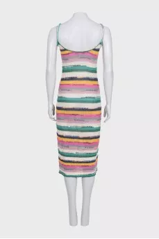 Knitted sundress with striped print