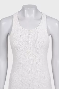 White knitted maxi dress with open back