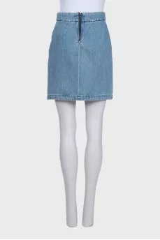 Blue denim skirt with a zipper